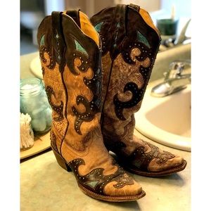 Corral Cowboy Cowgirl Boots with Turquoise